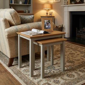Taberno Oak Nest Of 2 Tables Sage Green