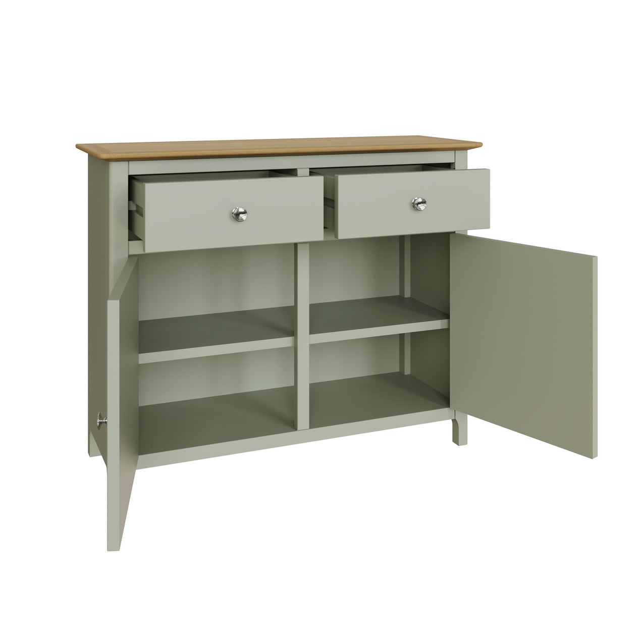 Taberno Oak 2 Door 2 Drawer Sideboard Sage Green