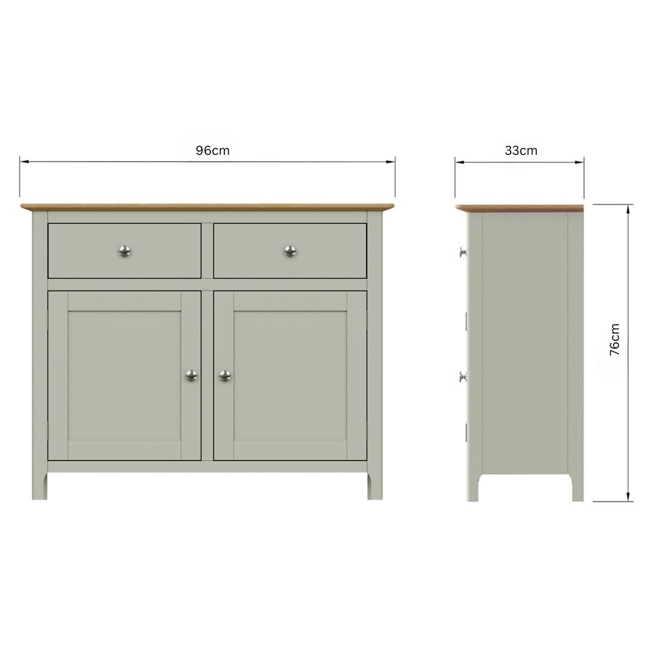 Taberno Oak 2 Door 2 Drawer Sideboard Sage Green