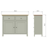 Taberno Oak 2 Door 2 Drawer Sideboard Sage Green