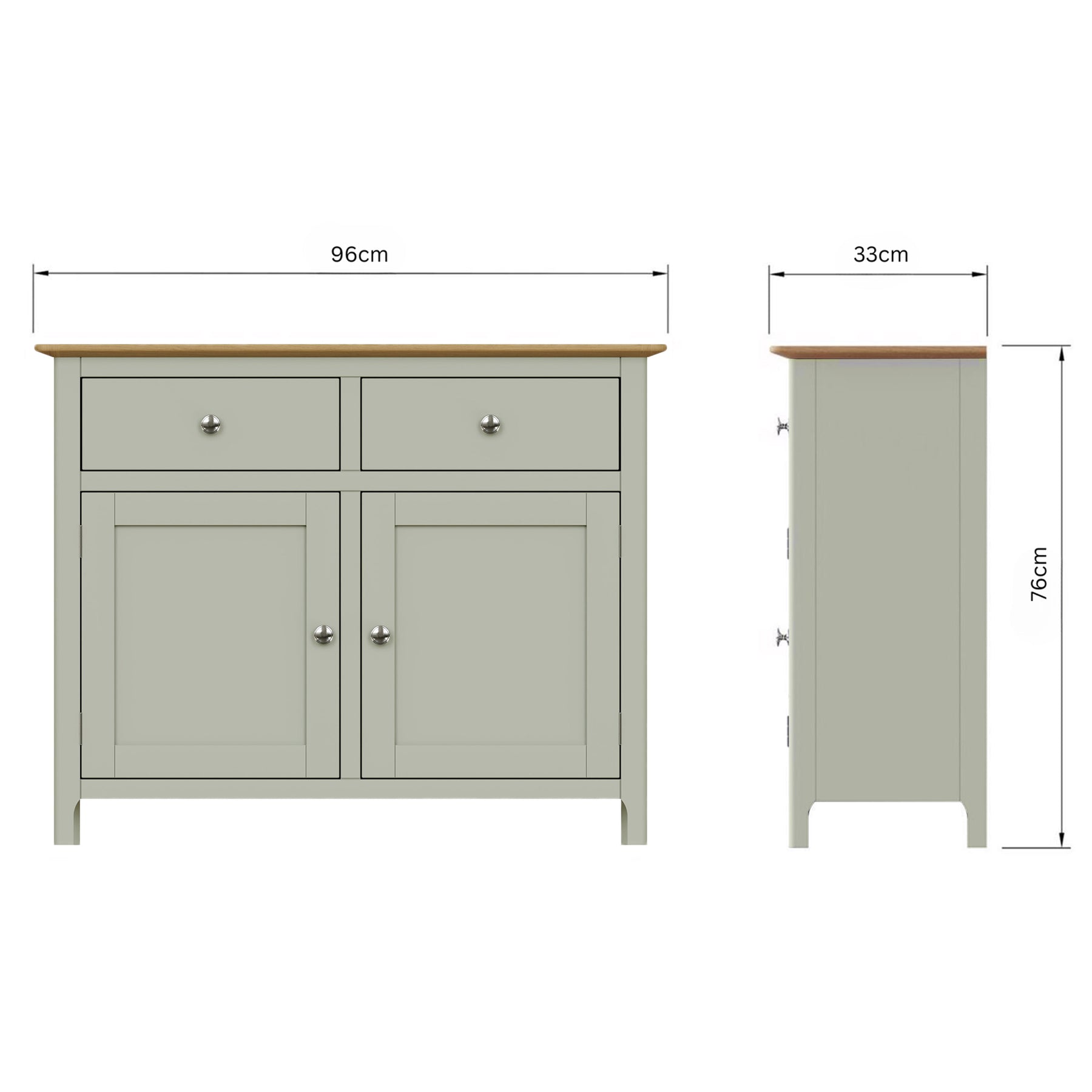 Taberno Oak 2 Door 2 Drawer Sideboard Sage Green