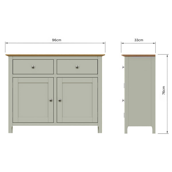 Taberno Oak 2 Door 2 Drawer Sideboard Sage Green