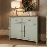 Taberno Oak 2 Door 2 Drawer Sideboard Sage Green