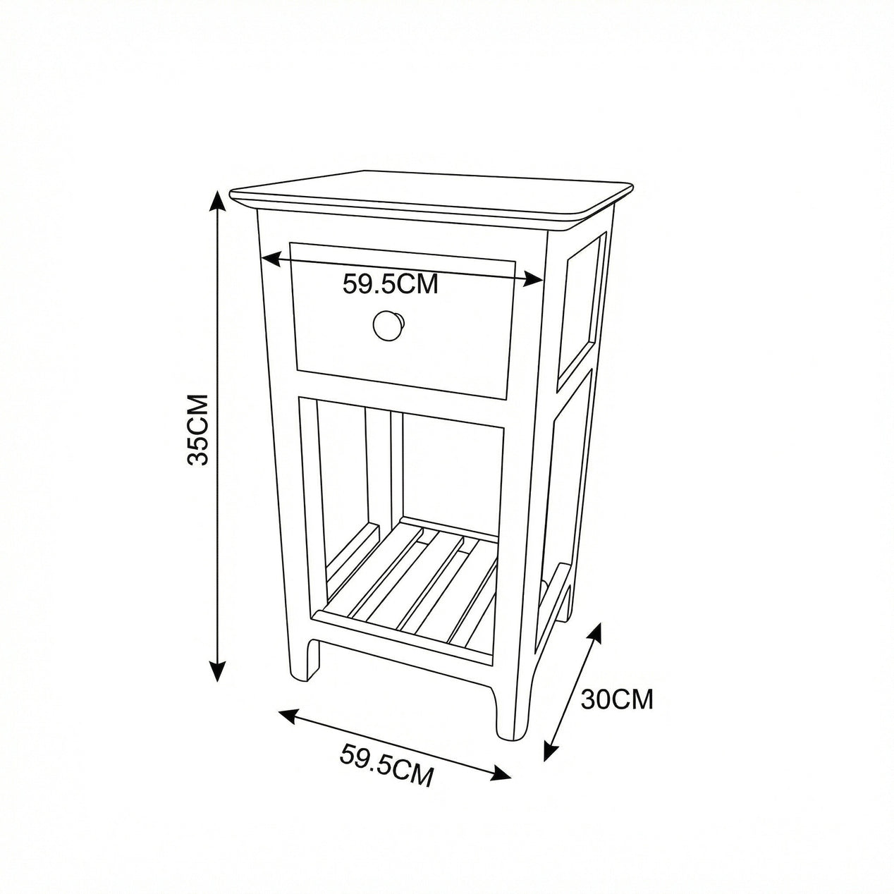 Taberno Oak Assembled 1 Drawer Slim Bedside
