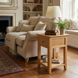 Taberno Oak Assembled 1 Drawer Slim Bedside