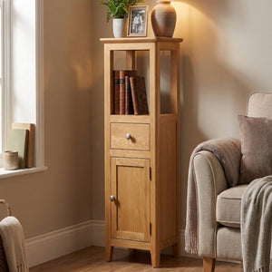 Taberno Oak Tall Slim Open Top Assembled Cabinet