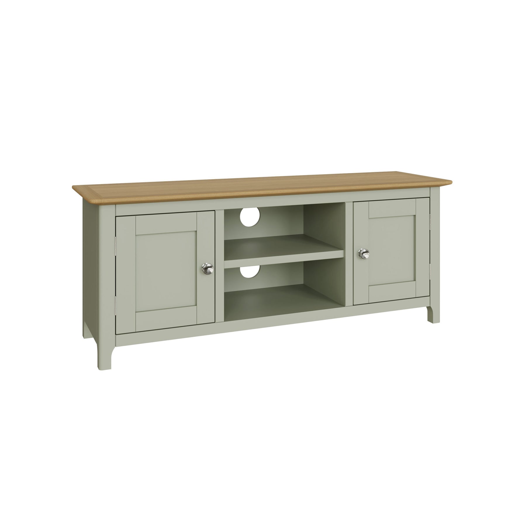 Taberno Oak 2 Door TV Unit Sage Green