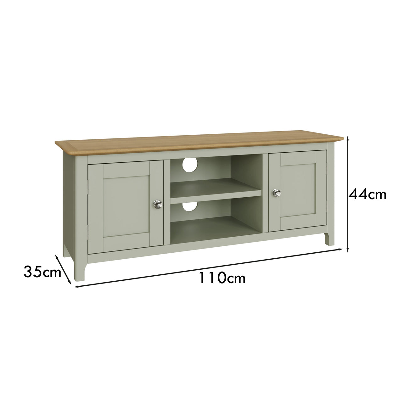 Taberno Oak 2 Door TV Unit Sage Green