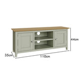 Taberno Oak 2 Door TV Unit Sage Green