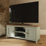 Taberno Oak 2 Door TV Unit Sage Green