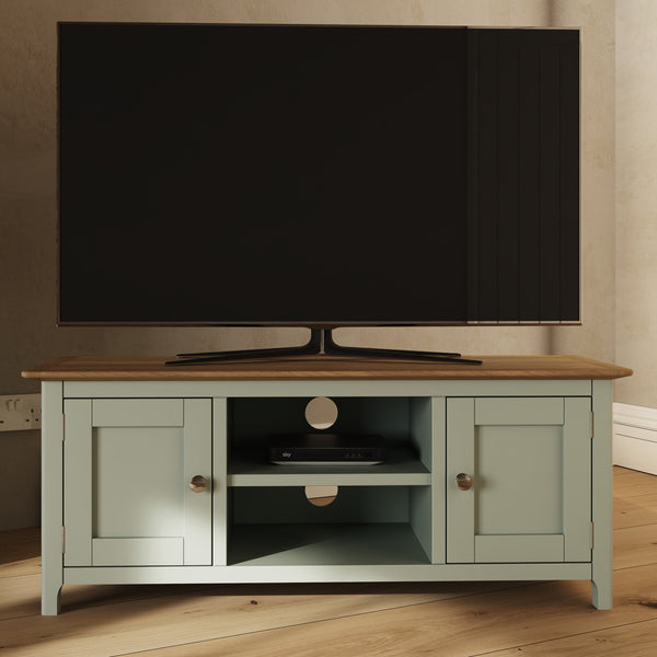 Taberno Oak 2 Door TV Unit Sage Green