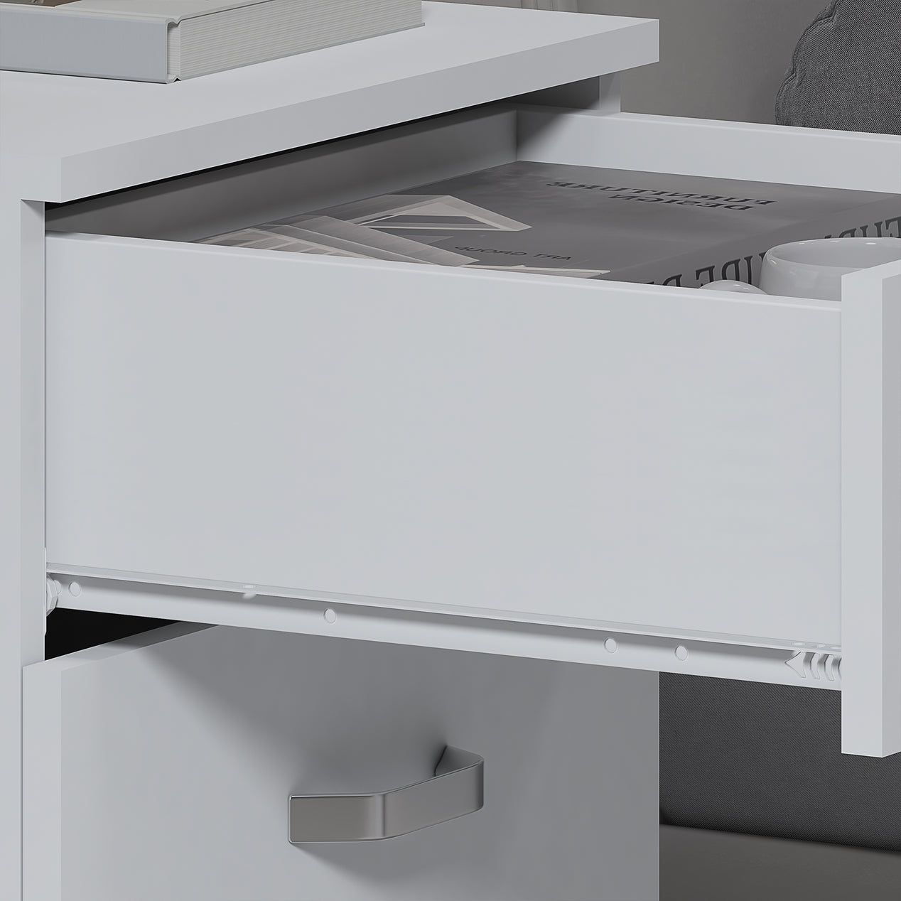 FWStyle Tunis 3 Drawer Bedside Chest Matt White