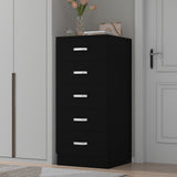 FWStyle Tunis 5 Drawer Tallboy Slim Chest Of Drawers - Matt Black