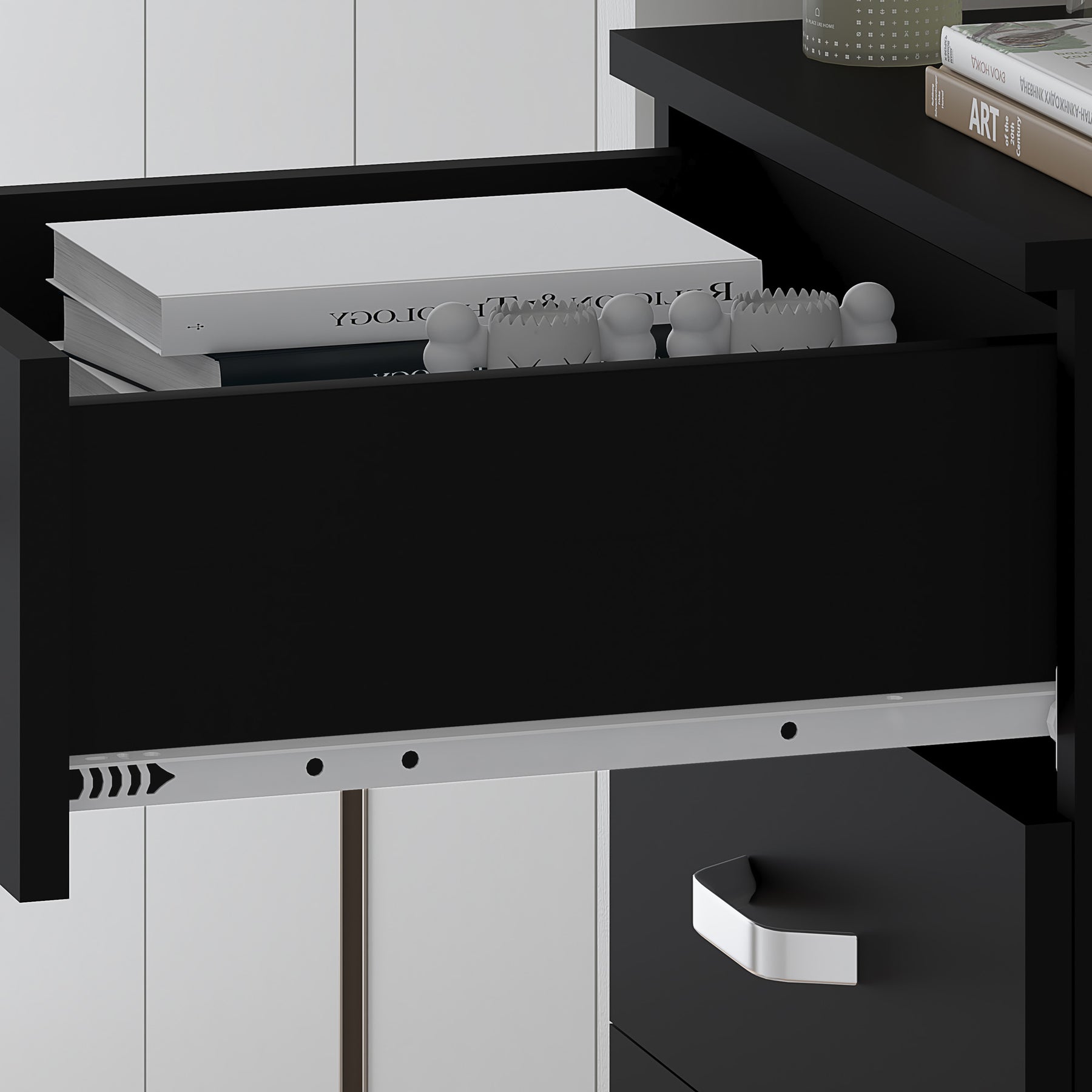 FWStyle Tunis 5 Drawer Tallboy Slim Chest Of Drawers - Matt Black