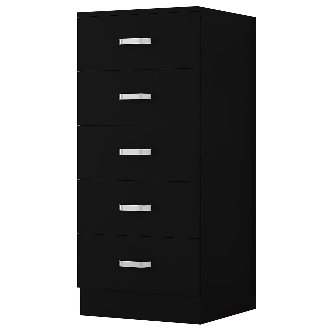 FWStyle Tunis 5 Drawer Tallboy Slim Chest Of Drawers - Matt Black