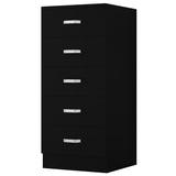 FWStyle Tunis 5 Drawer Tallboy Slim Chest Of Drawers - Matt Black