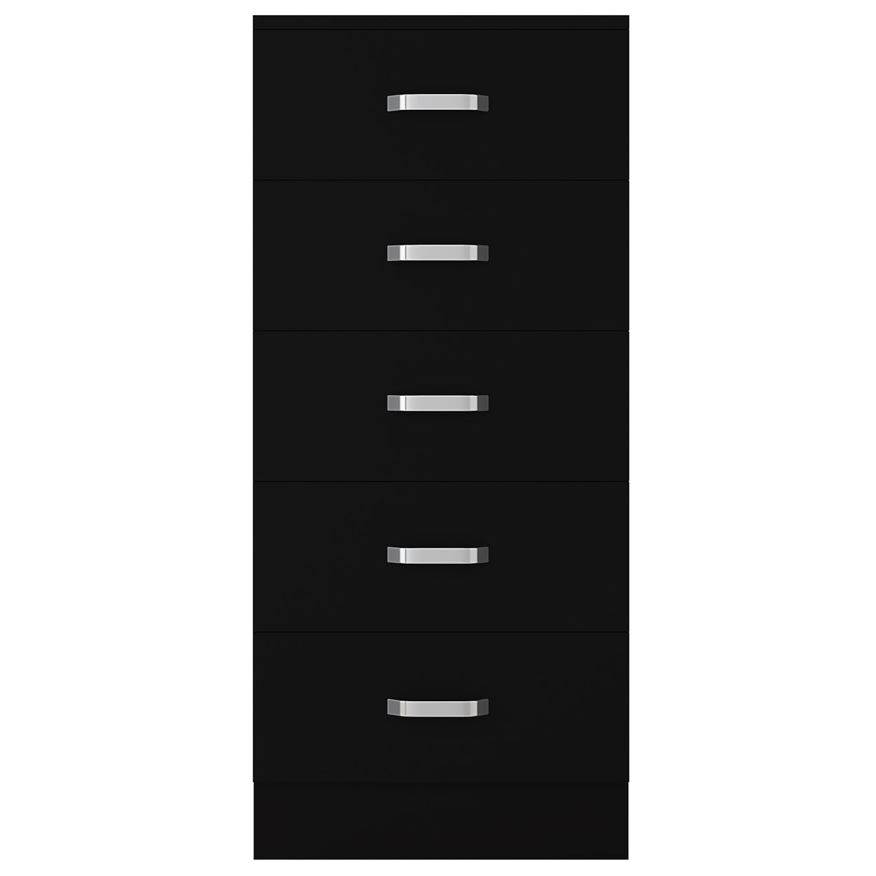 FWStyle Tunis 5 Drawer Tallboy Slim Chest Of Drawers - Matt Black
