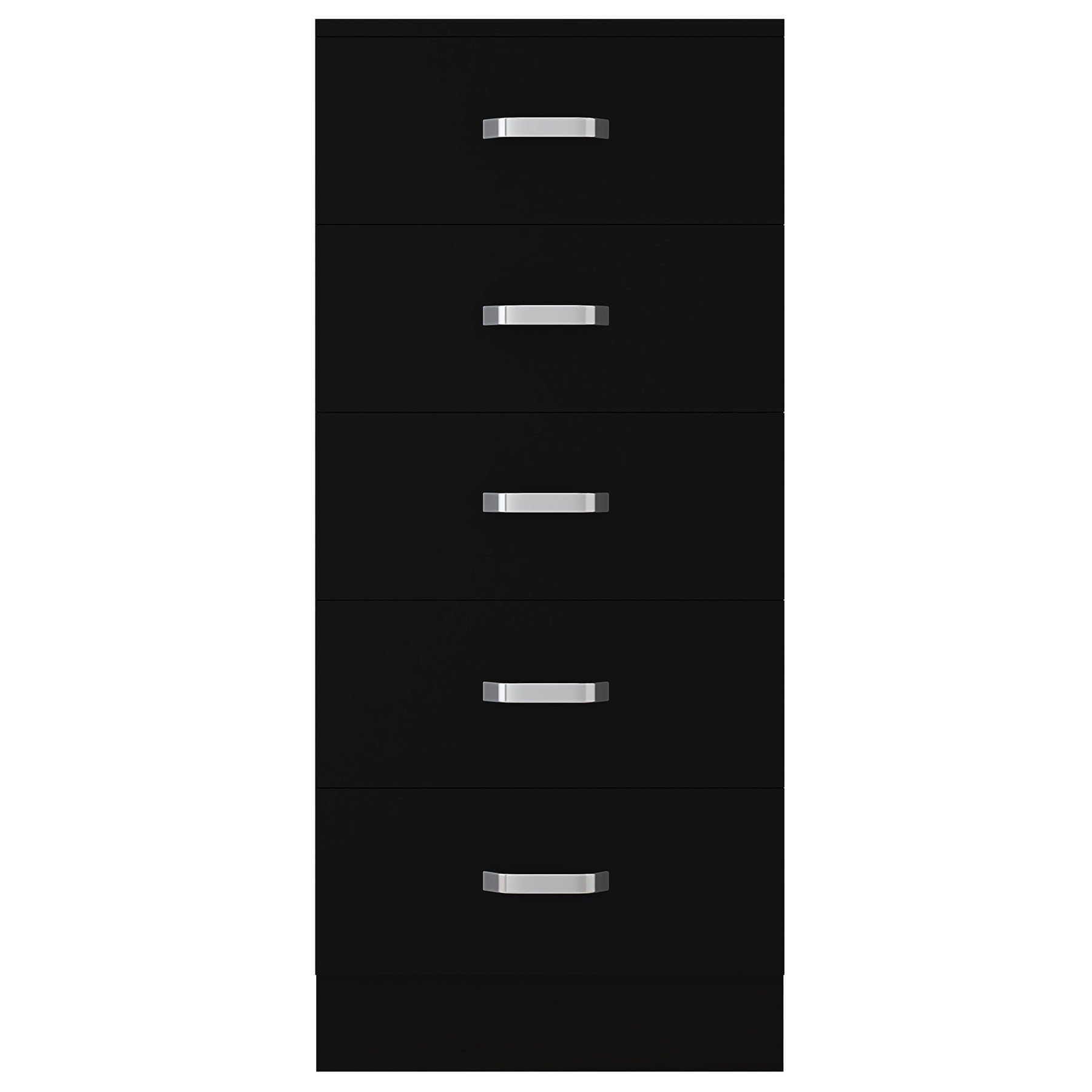 FWStyle Tunis 5 Drawer Tallboy Slim Chest Of Drawers - Matt Black