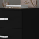 FWStyle Tunis 5 Drawer Tallboy Slim Chest Of Drawers - Matt Black