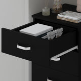FWStyle Tunis 5 Drawer Tallboy Slim Chest Of Drawers - Matt Black