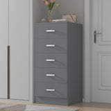 FWStyle Tunis 5 Drawer Tallboy Slim Chest Of Drawers - Matt Grey
