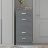 FWStyle Tunis 5 Drawer Tallboy Slim Chest Of Drawers - Matt Grey