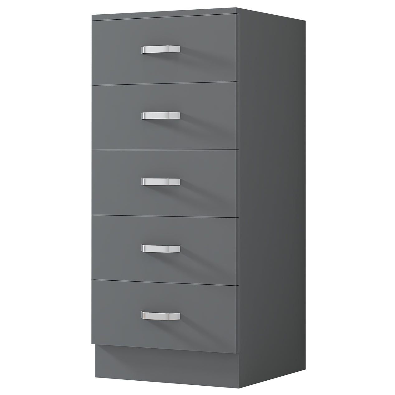 FWStyle Tunis 5 Drawer Tallboy Slim Chest Of Drawers - Matt Grey
