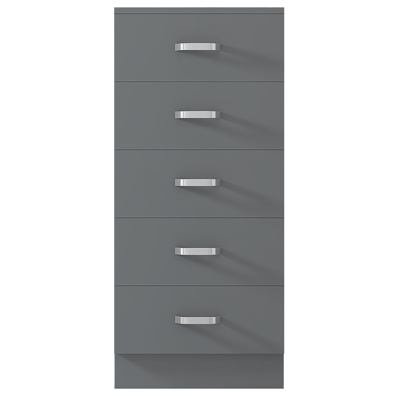 FWStyle Tunis 5 Drawer Tallboy Slim Chest Of Drawers - Matt Grey