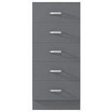 FWStyle Tunis 5 Drawer Tallboy Slim Chest Of Drawers - Matt Grey