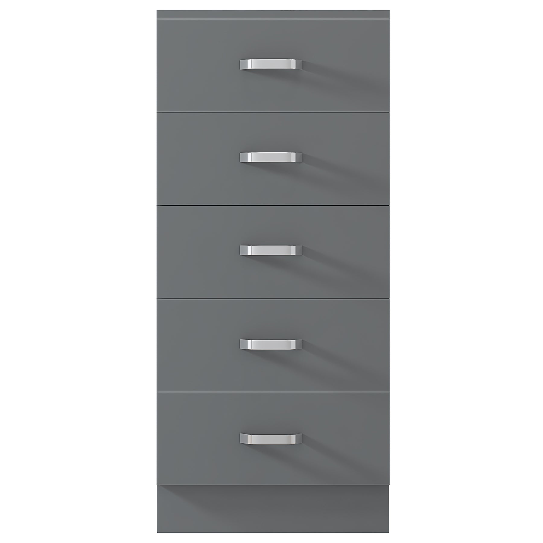 FWStyle Tunis 5 Drawer Tallboy Slim Chest Of Drawers - Matt Grey