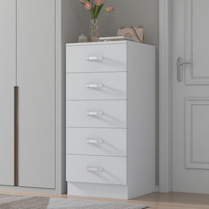 FWStyle Tunis 5 Drawer Tallboy Slim Chest Of Drawers - Matt White