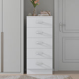 FWStyle Tunis 5 Drawer Tallboy Slim Chest Of Drawers - Matt White