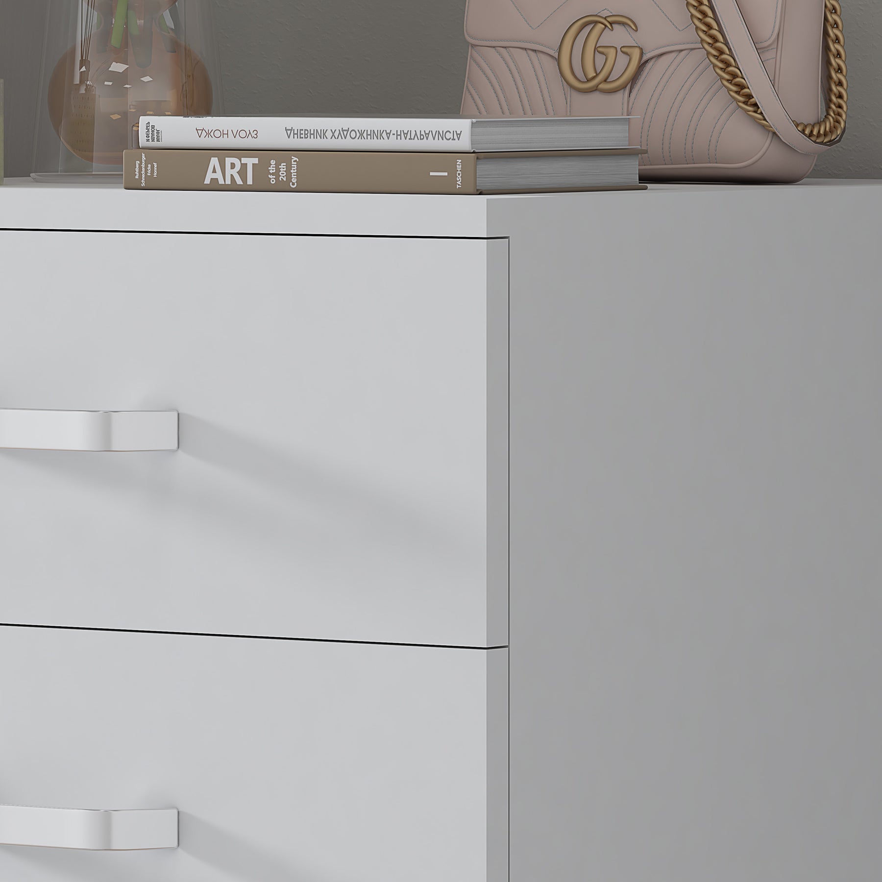 FWStyle Tunis 5 Drawer Tallboy Slim Chest Of Drawers - Matt White