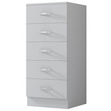 FWStyle Tunis 5 Drawer Tallboy Slim Chest Of Drawers - Matt White