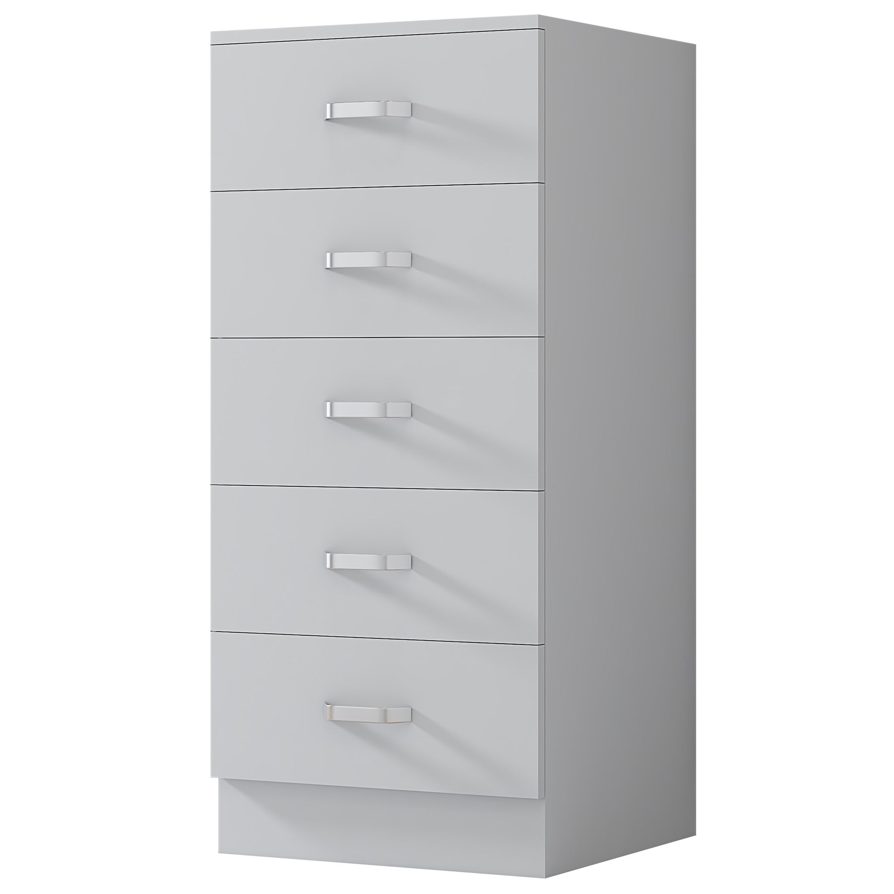 FWStyle Tunis 5 Drawer Tallboy Slim Chest Of Drawers - Matt White