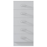 FWStyle Tunis 5 Drawer Tallboy Slim Chest Of Drawers - Matt White