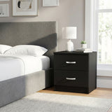 FWStyle Tunis 2 Drawer Bedside Table Matt Black
