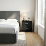 FWStyle Tunis 2 Drawer Bedside Table Matt Black