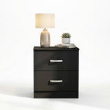 FWStyle Tunis 2 Drawer Bedside Table Matt Black