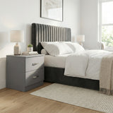 FWStyle Tunis 2 Drawer Bedside Table Matt Grey