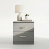 FWStyle Tunis 2 Drawer Bedside Table Matt Grey