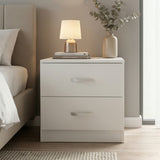 FWStyle Tunis 2 Drawer Bedside Table Matt White