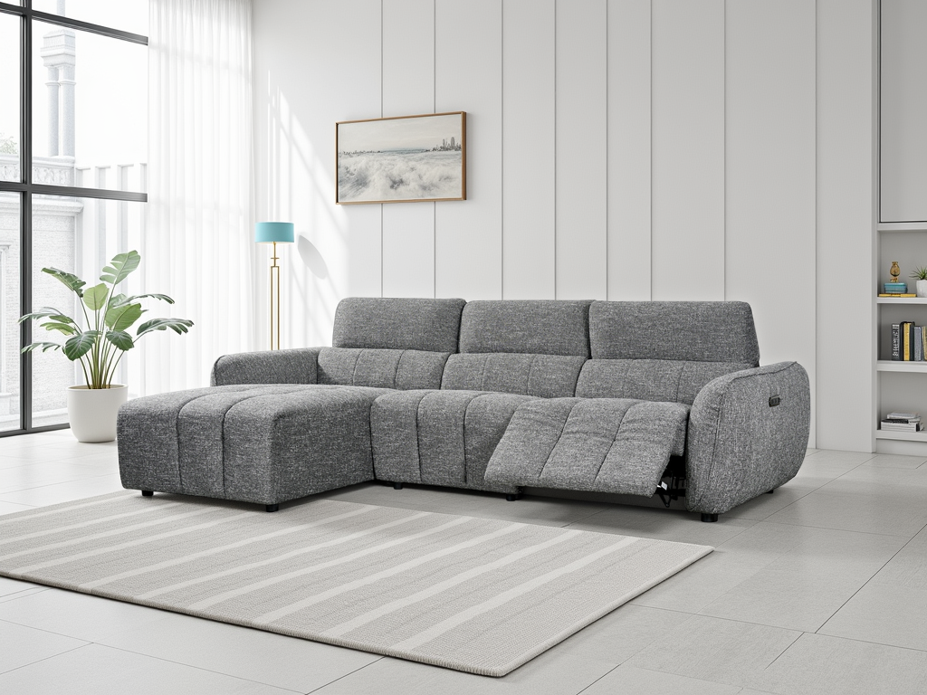 Turin Electric Recliner Sofa Charcoal Left Hand