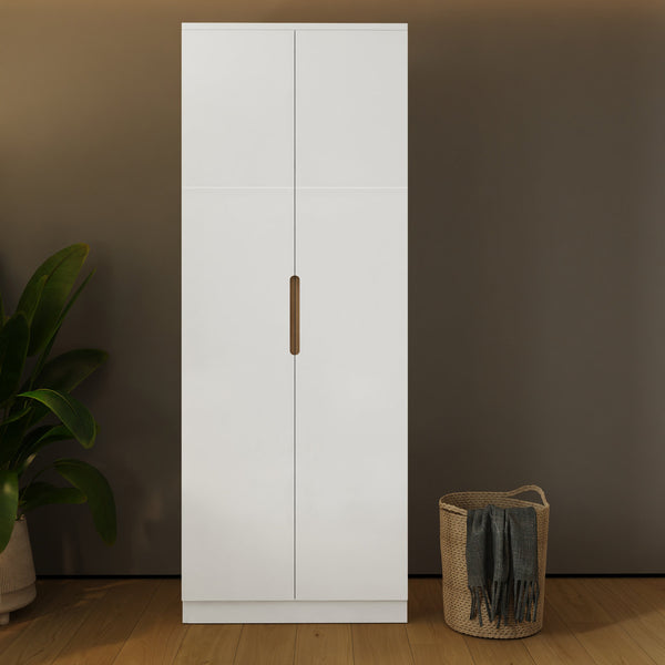 FWStyle Veloce 2 Door Double Wardrobe - White Gloss, Quick Click Assembly