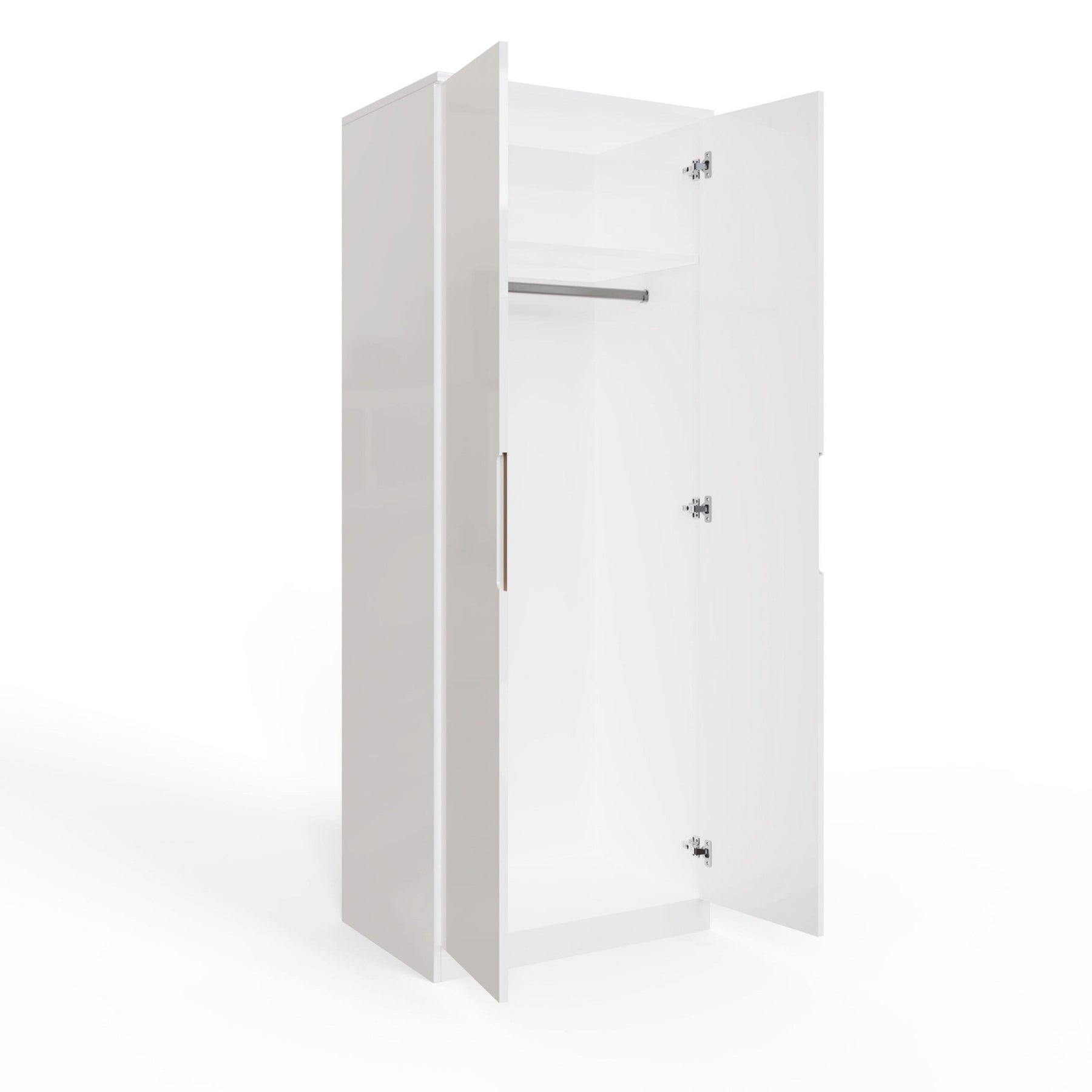 FWStyle Veloce 2 Door Double Wardrobe - White Gloss, Quick Click Assembly