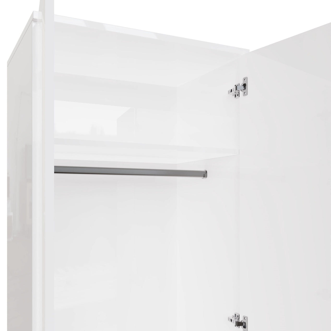 FWStyle Veloce 2 Door Double Wardrobe - White Gloss, Quick Click Assembly