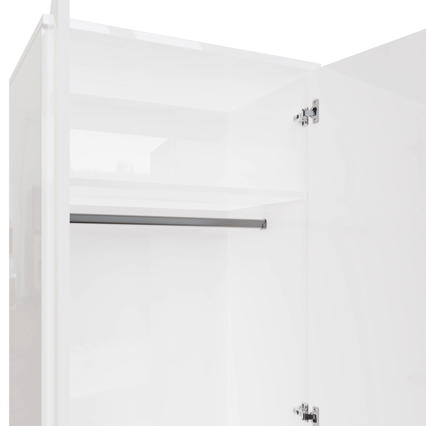 FWStyle Veloce 2 Door Double Wardrobe - White Gloss, Quick Click Assembly