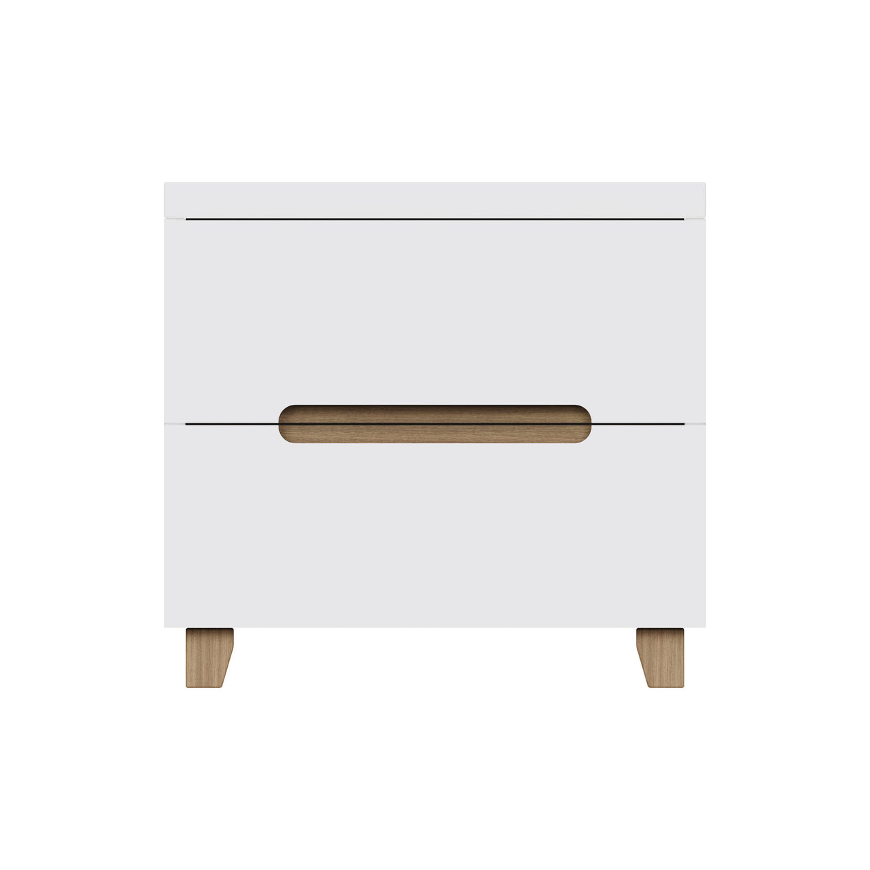 FWStyle Veloce 2 Drawer Bedside Cabinet - White Gloss, Quick Click Assembly