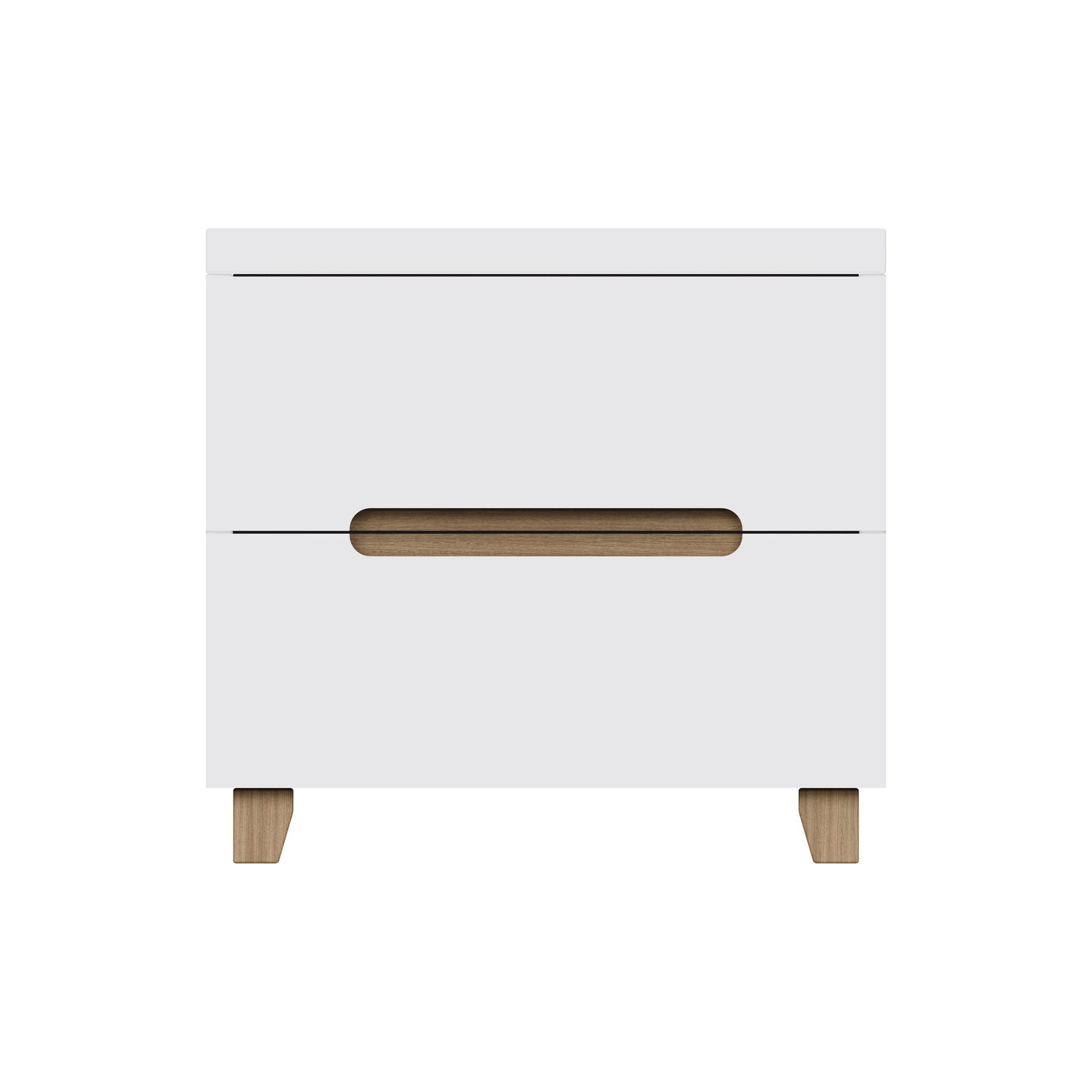 FWStyle Veloce 2 Drawer Bedside Cabinet - White Gloss, Quick Click Assembly
