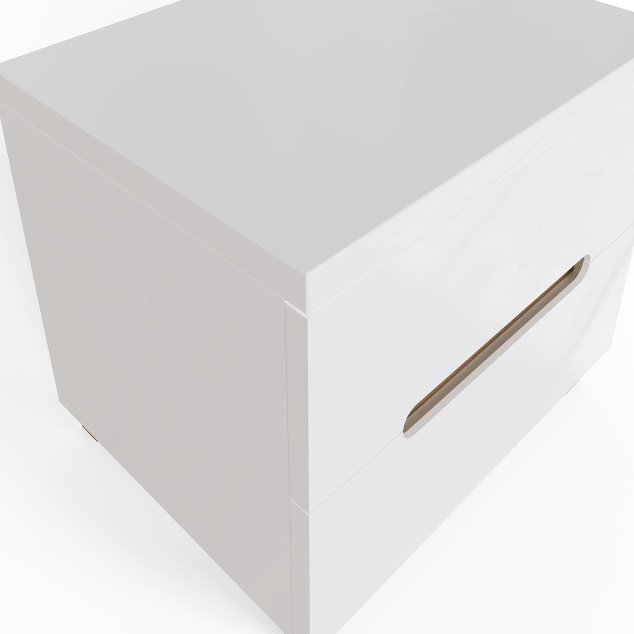 FWStyle Veloce 2 Drawer Bedside Cabinet - White Gloss, Quick Click Assembly